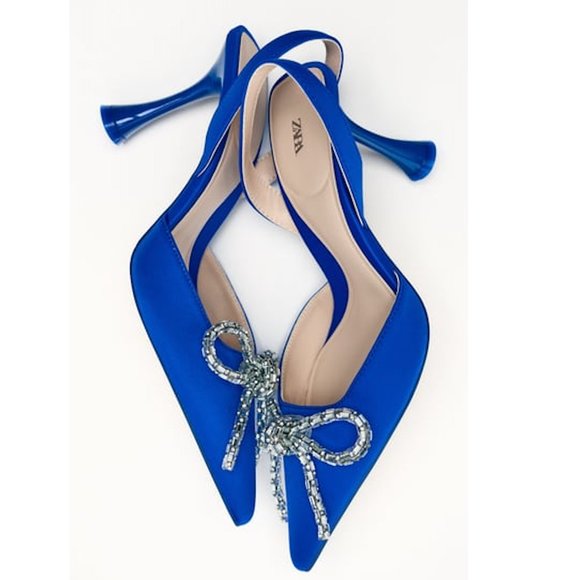 Zara Embellished Bow Heeled Slingbacks NWT - Picture 11 of 11